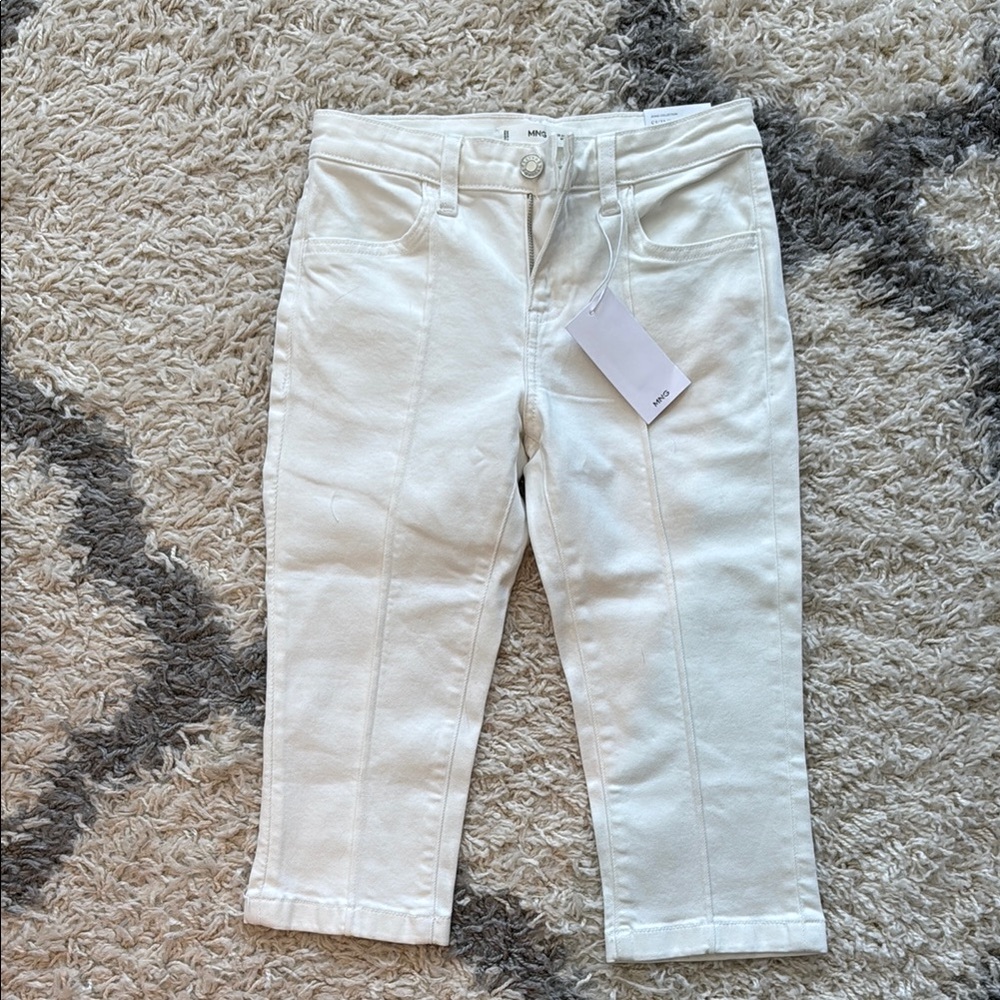 Mango White Denim Capris